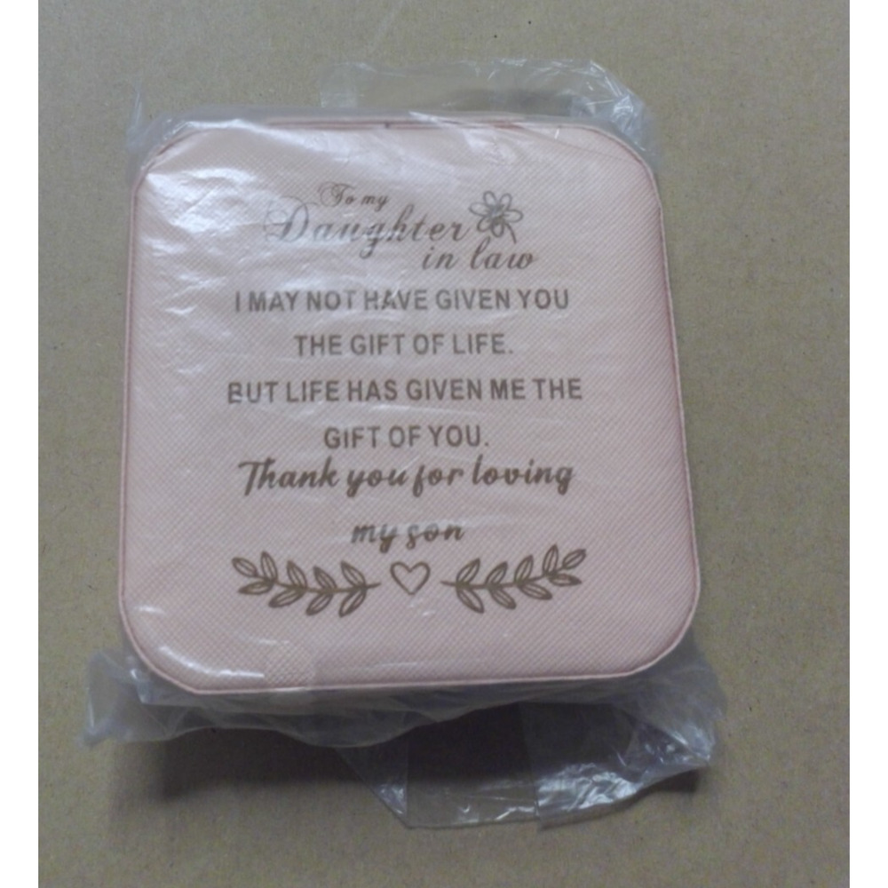For My Daughter-in-Law Pink Travel Jewelry Box Size 5"x5"x3" - Perfect Gift